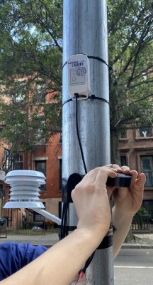 Heat sensor mounted on pole