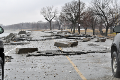 Bridgeport Seaside Park asphalt storm damage